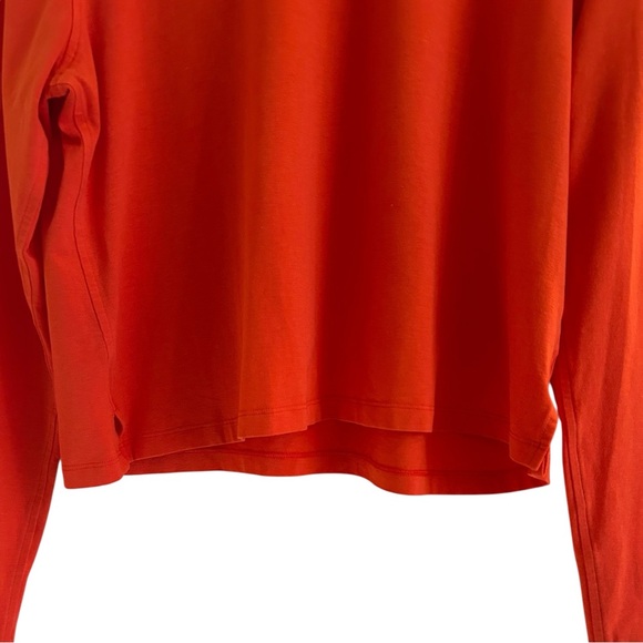 Lululemon Classic Fit T-Shirt Size 10 Cotton Lyocell Linen Long Sleeve Orange - Picture 7 of 15
